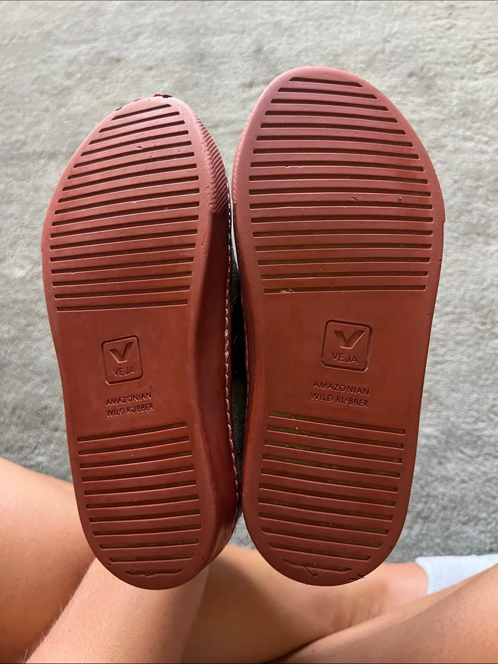 Veja Kids Olive Suede Sneakers with brown Sole and Navy Trim